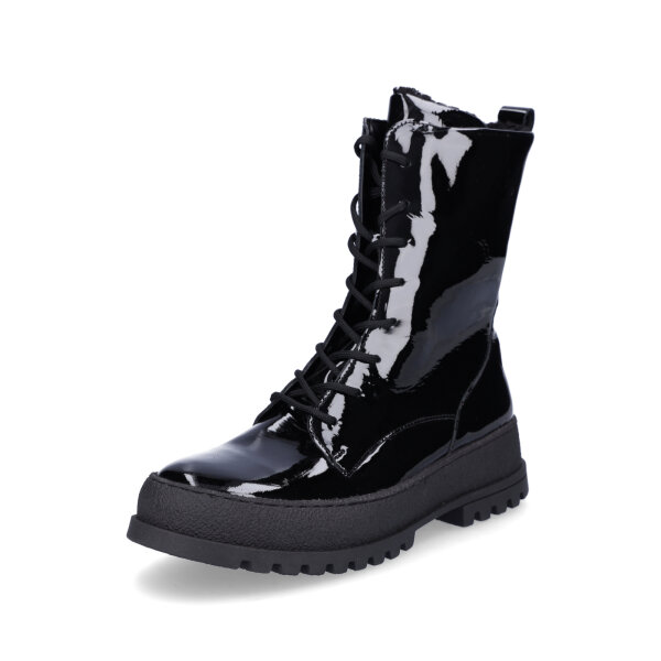 Waldläufer Damen Schnürstiefelette schwarz Lack
