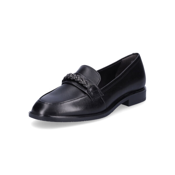 Tamaris Damen Leder Slipper schwarz