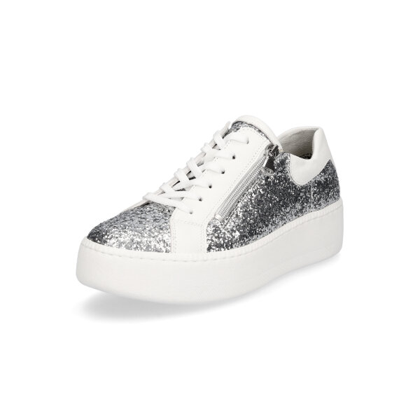 Waldl&auml;ufer Damen Sneaker Nicky silber wei&szlig; Glitzer
