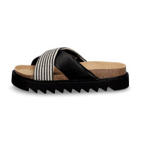 Tamaris Damen Pantolette schwarz kombi