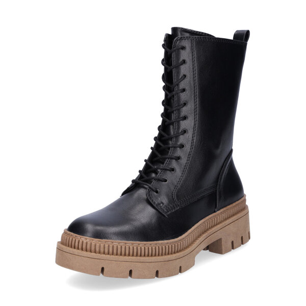 Marco Tozzi Damen Schn&uuml;rboot schwarz natur