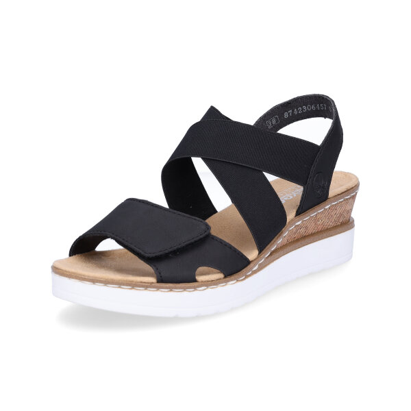 Rieker Damen Slingback Keil Sandale schwarz
