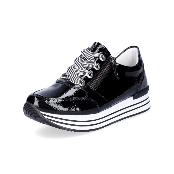 Remonte Damen Plateau Sneaker schwarz Lack