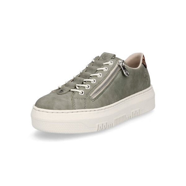 Rieker Damen Plateau Sneaker gr&uuml;n leo