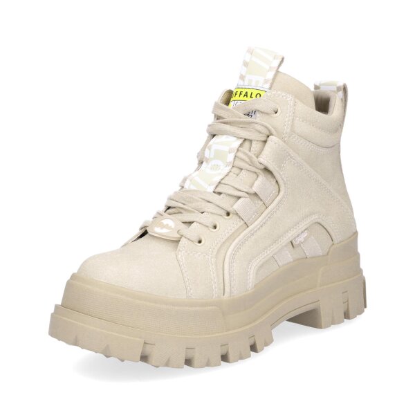 Buffalo Damen Plateau Schn&uuml;rboot vegan beige