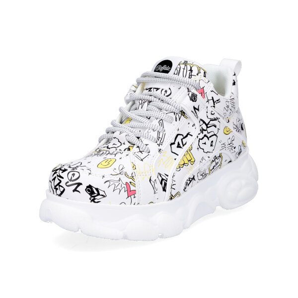 Buffalo Damen Plateau Sneaker vegan wei&szlig; Graffiti