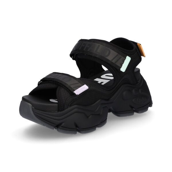 Buffalo Damen Plateau Sandale Binary schwarz pastell