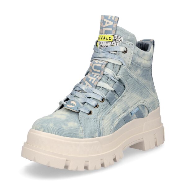 Buffalo Damen Schn&uuml;rboot Aspha NC Mid vegan jeans blau
