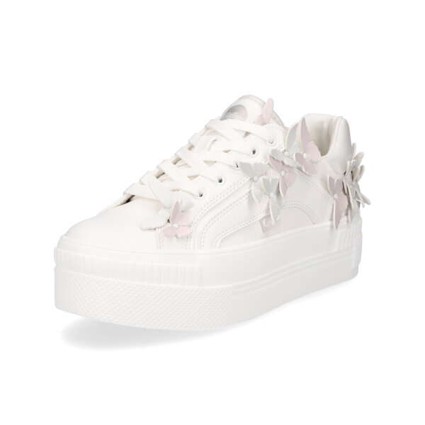 Buffalo Damen Plateau Sneaker Paired Butterflies wei&szlig;