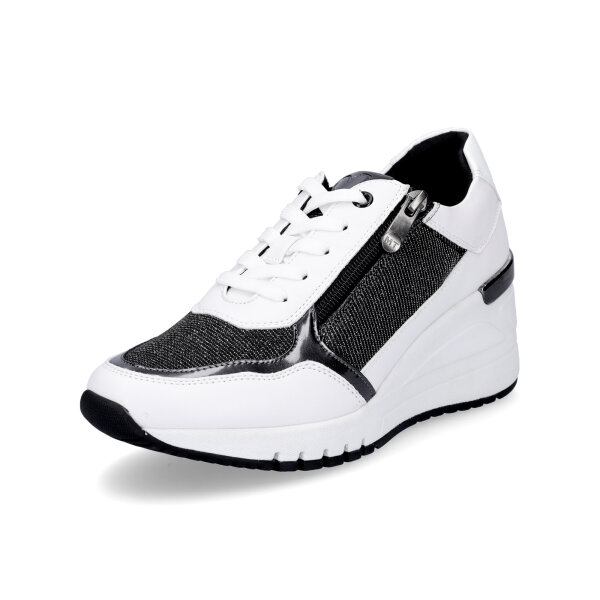 Marco Tozzi Damen Keil Sneaker wei&szlig; schwarz