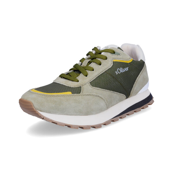 s.Oliver Herren Leder Sneaker khaki gr&uuml;n