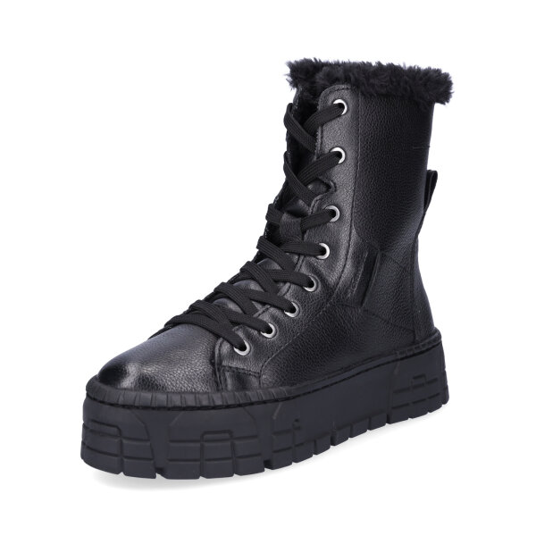 Tamaris Damen Leder Schn&uuml;rboot schwarz