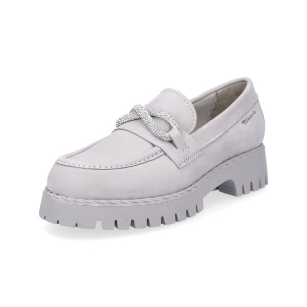 Tamaris Damen Leder Slipper hellgrau