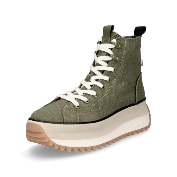 Tamaris Damen Plateau Sneaker olive gr&uuml;n