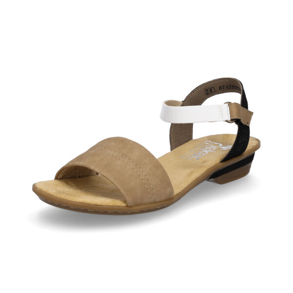 Rieker Damen Sandale sand wei&szlig; schwarz